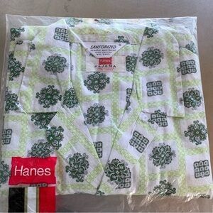 Vintage 60s 70s Hanes Mens 100% Cotton Sanforized Pajamas Top Made In USA Medium